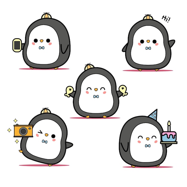 Set pingüino kawaii