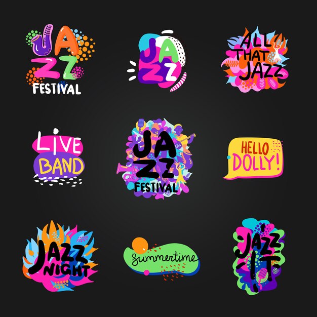 Vector set de pizarra de jazz