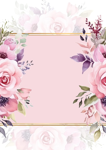 Set de plantillas de invitaciones de boda con decoración floral y de hojas secas de rosa y melocotón Concepto de diseño de tarjetas botánicas