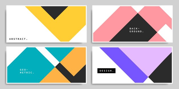 Set de plantillas de pancartas geométricas coloridas para tarjetas de visita o pancartas