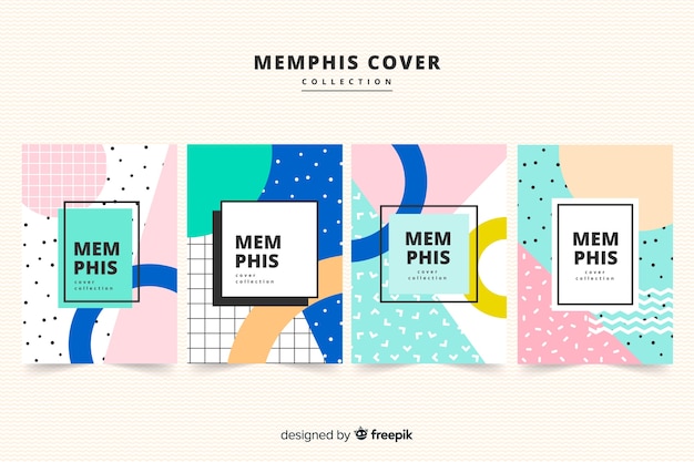 Vector set de portadas de estilo memphis