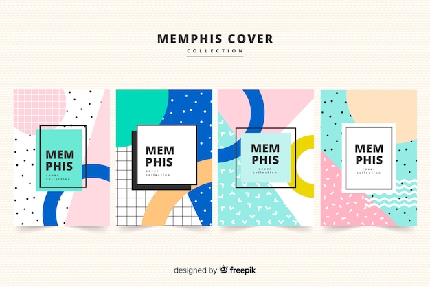 Set de portadas de estilo memphis