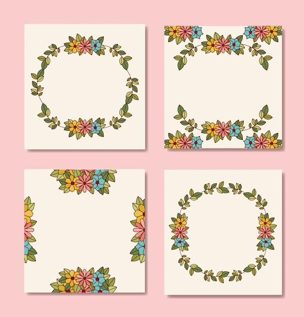Set de postales con decoración floral.