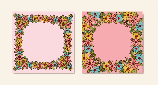 Set de postales con decoración floral.