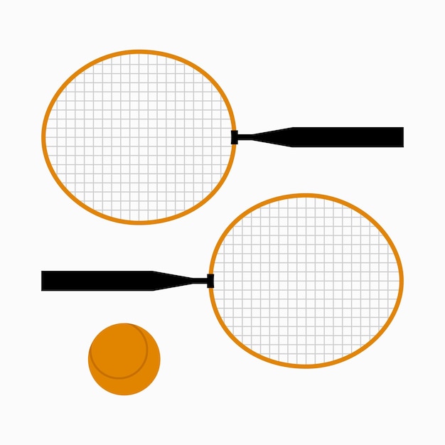 Vector set de raquetas y pelota para tenis corto o mini