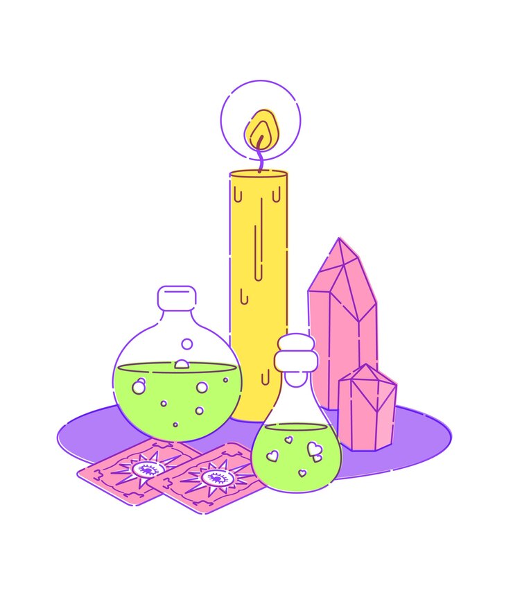 Vector set para ritual mágico de brujas