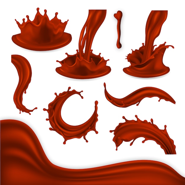 Vector set de salpicaduras de chocolate