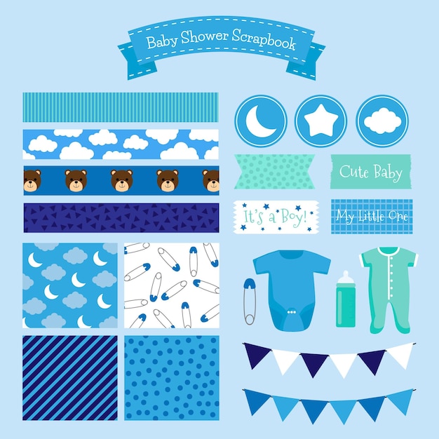 Set de scrapbook azul baby shower