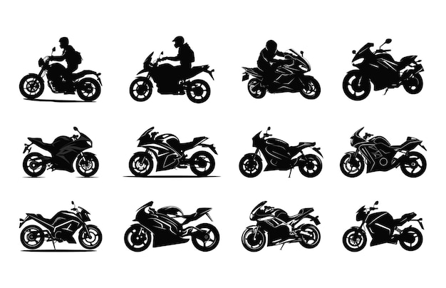 Set de siluetas vectoriales para motocicletas