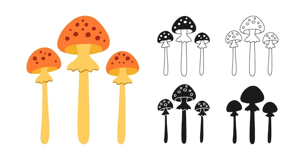Set de símbolos dibujados a mano de set de set de fantasía de vector aislado Ilustración silueta de dibujos animados signo de garabateo