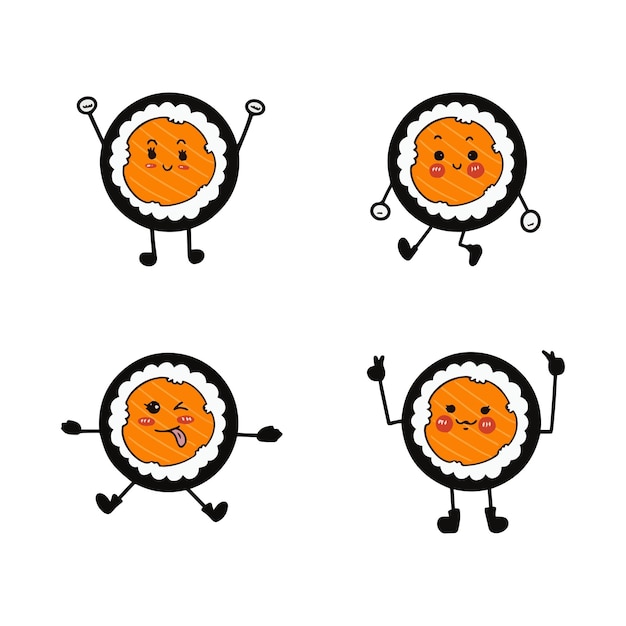 Set Sushi comida japonesa vector de caracteres de sushi