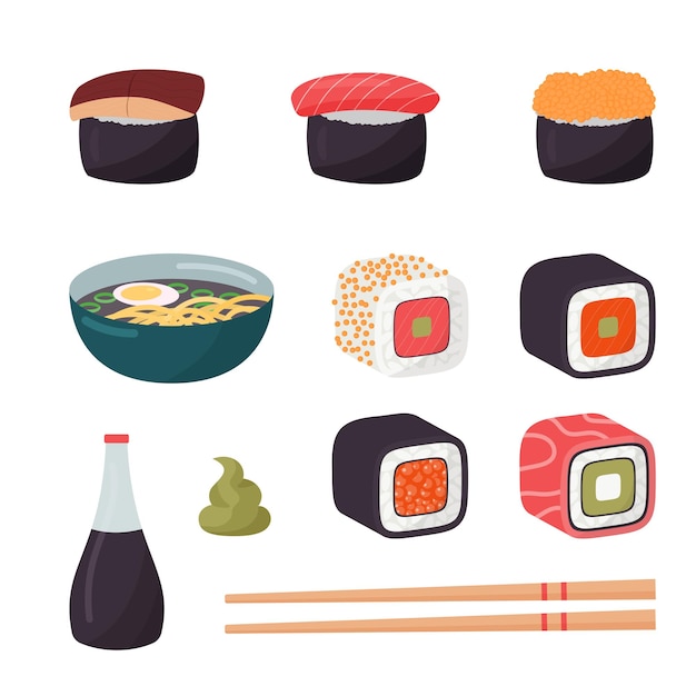 Set de sushi y palillos