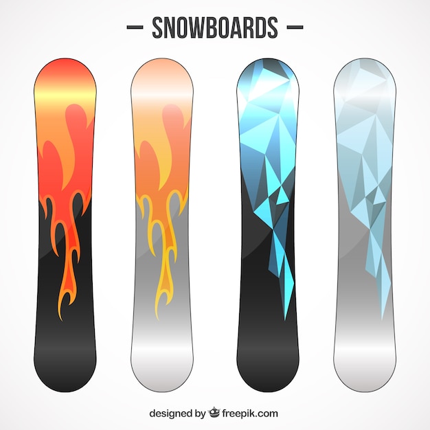 Set de tablas de snowboard poligonales y de llamas