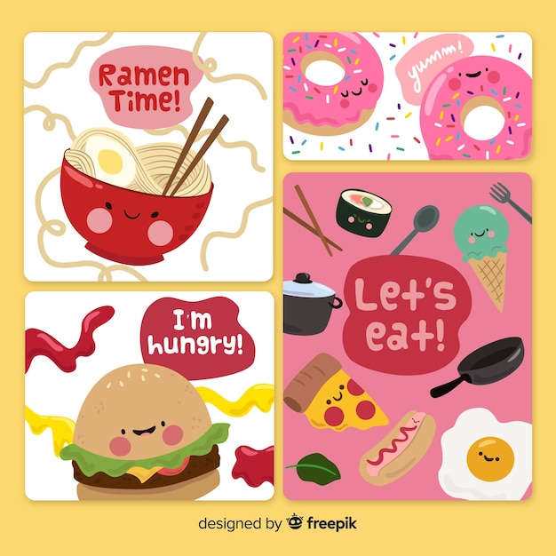 Vector set de tarjetas de comida