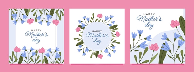 Vector set de tarjetas para el día de la madre