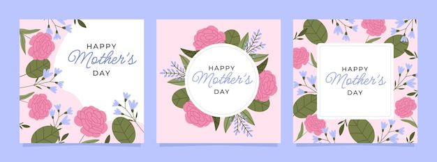 Vector set de tarjetas para el día de la madre