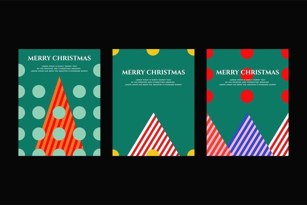 Set de tarjetas de felicitación de Navidad y Año Nuevo Ilustración vectorial de estilo moderno