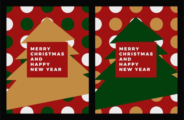 Set de tarjetas de felicitación de Navidad y Año Nuevo Ilustración vectorial de estilo moderno