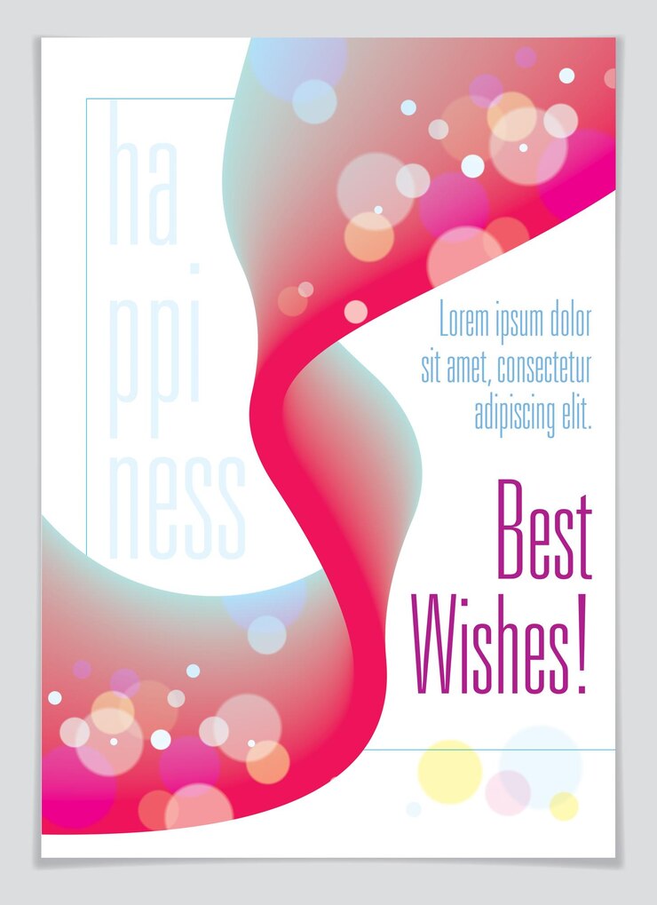 Vector set de tarjetas de felicitaciones vectoriales de cumpleaños. incluye composición de letras y globos combinados con fluidos ondulados de forma colorida colección de fondos abstractos. formato a4 con colores cmyk aceptables para imprimir