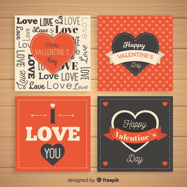 Vector set de tarjetas de san valentín