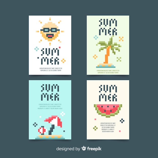 Vector set de tarjetas de verano