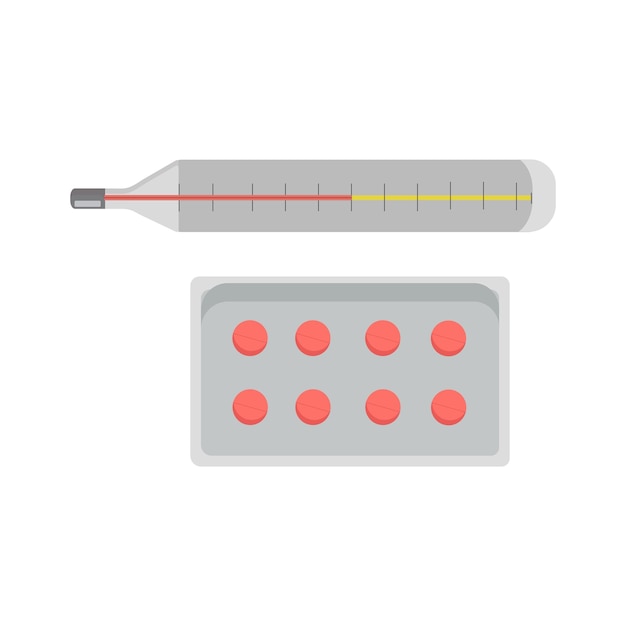 Set de termómetro y pack de comprimidos planos