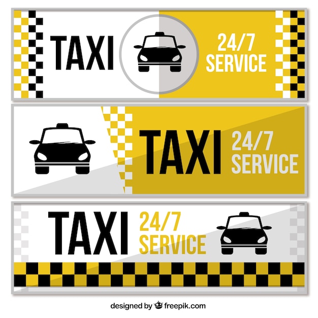 Set de tres banners de servicio de taxi