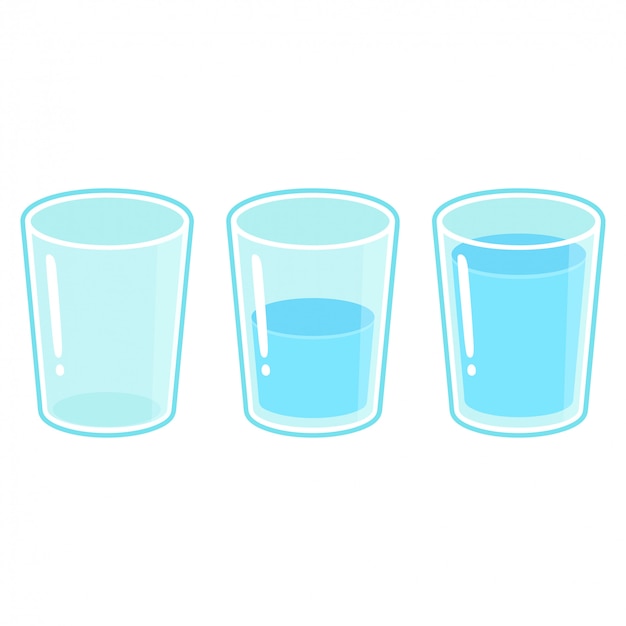 Set de tres vasos de agua