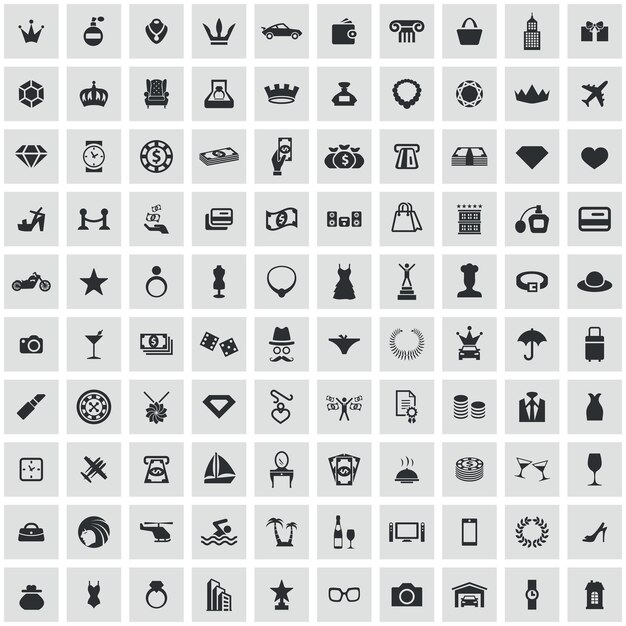 Set universal de 100 íconos de lujo