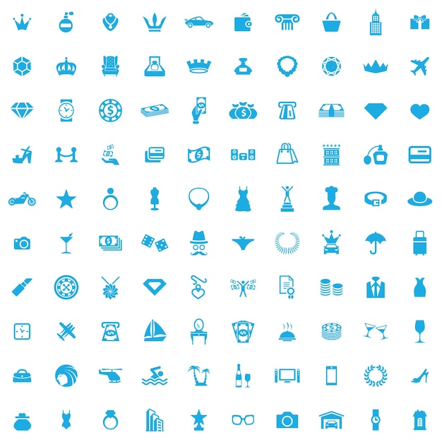 Vector set universal de 100 íconos de lujo