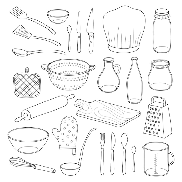 Vector set de utensilios de cocina