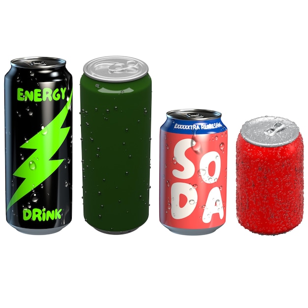 Set de vectores gratuitos de latas de aluminio realistas aisladas sobre fondo