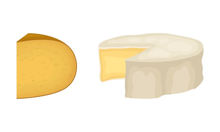 Vector set de vectores de queso diferente como producto lácteo elaborado a partir de leche