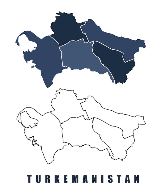 Set vectorial de contorno fronterizo de las regiones del mapa de Turkmenistán