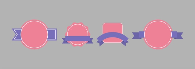 Set vectorial de escudo pastel y cinta para diseños de marca elegantes