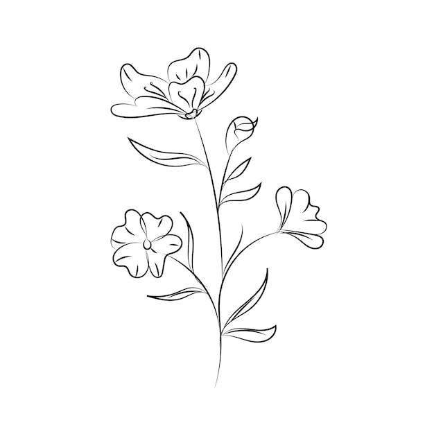 Set vectorial gratuito de flores lindas con ramas y hojas naturales