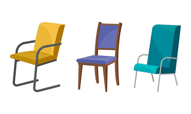 Vector set vectorial de silla como asiento y mueble