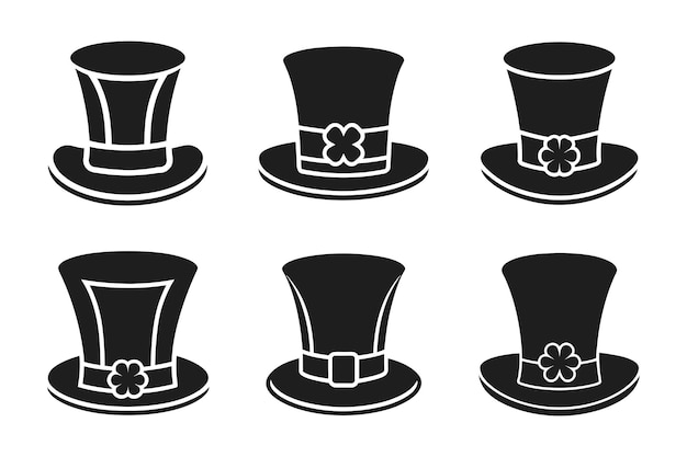 Set vectorial de la silueta del sombrero del duende del día de San Patricio