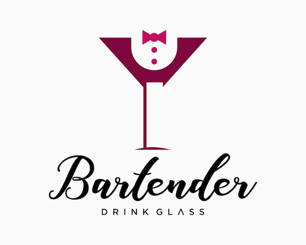 Vector set wineglass bartender barman wine tuxedo belleza escritura a mano icono bar discoteca marca diseño vector