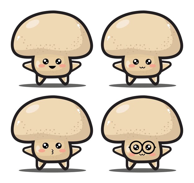 Seta de dibujos animados dulce kawaii diseño premium