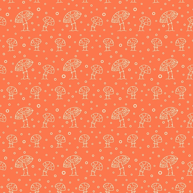Setas y esporas de fondo monocromo de patrón vegetal sin fisuras