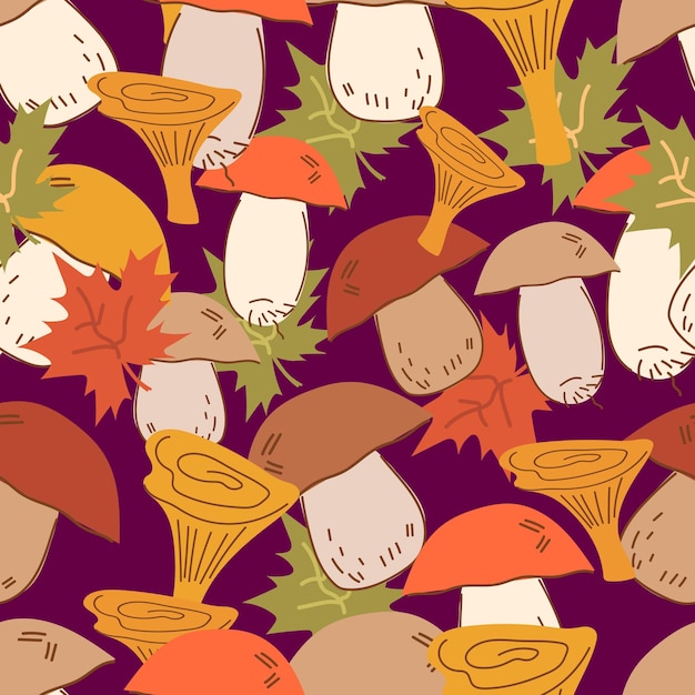 setas otoño textura repetible sin costuras ilustración vectorial plana temporada de otoño y diseño textil de cocina
