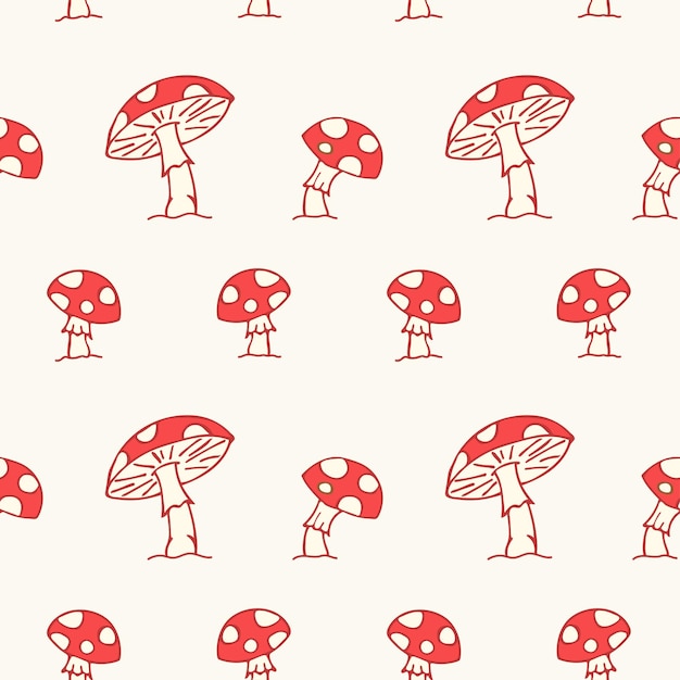 Setas rojas amanita muscaria de patrones sin fisuras fondo vegetal