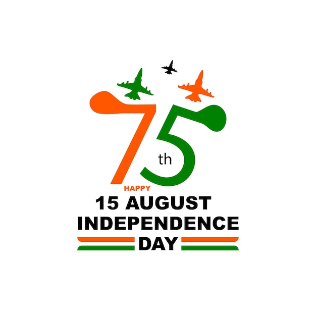 Vector setenta y cinco 75 años de la plantilla de logotipo de diseño de saludo del día de la independencia india