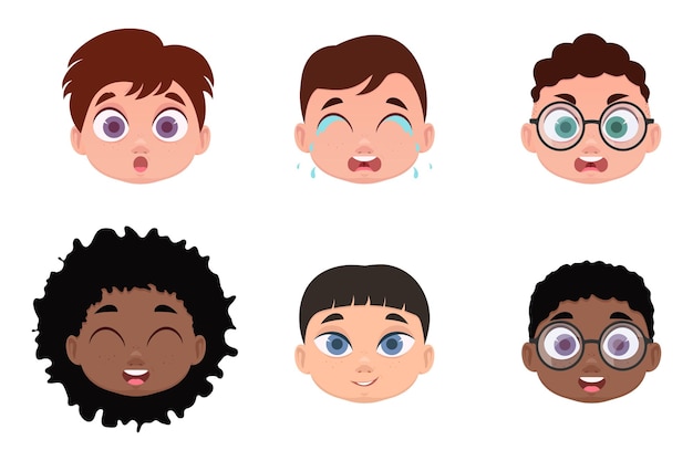 Seth, las caras de los chicos. ilustración vectorial