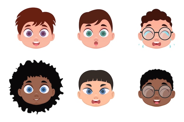 Seth, las caras de los chicos. ilustración vectorial