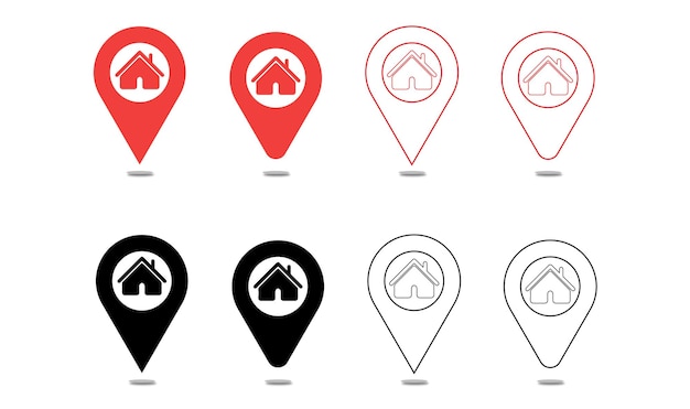 Sets de estilo plano de pinas para la ubicación de la casa