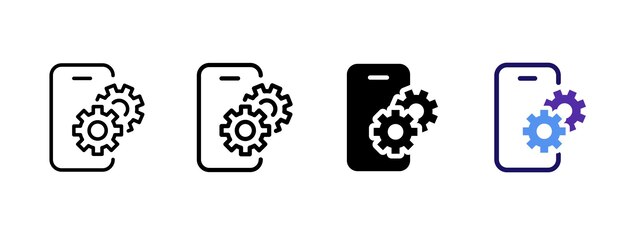 Settings icon Smartphone with two overlapping gears representing configuration vector illustration Mobile system management symbol Device optimization tools sign Application control pictogram