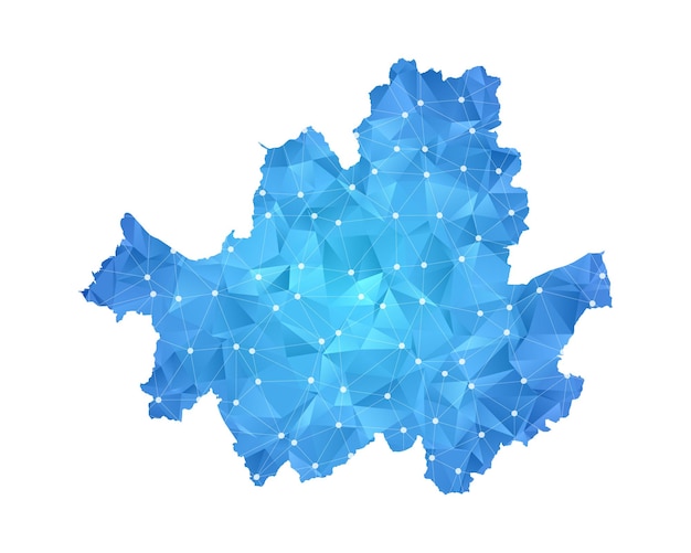 Seúl mapa línea puntos poligonal abstracto geométrico.