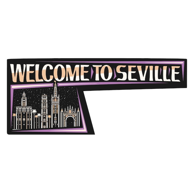 Sevilla Skyline Landmark Flag Sticker Emblem Badge Travel Souvenir Ilustración